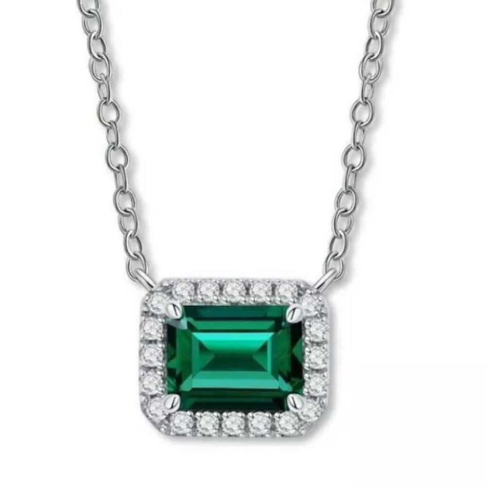 The Primavera 925 silver 18” Emerald green pendant necklace